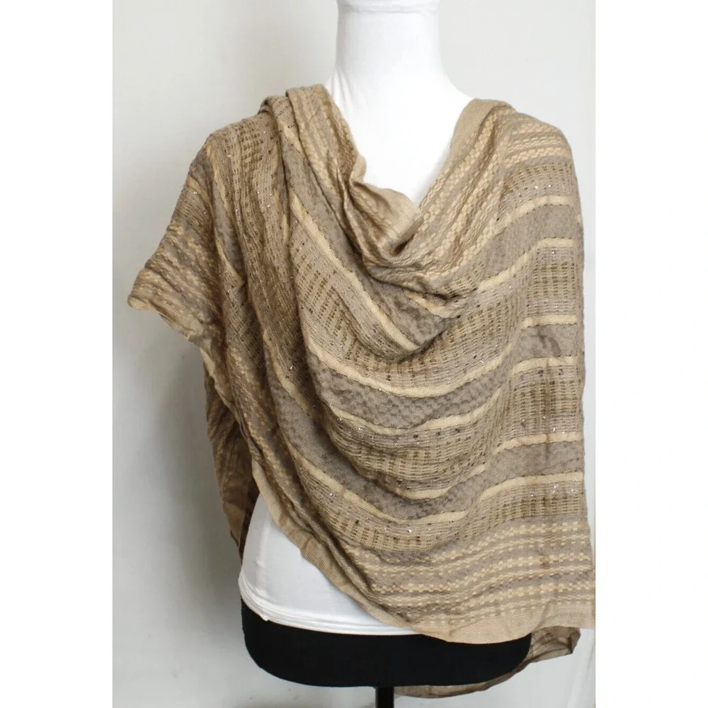 Charming Charlie Infinity Scarf‎ Metallic Gold Tan Pattern Texture Boho Chic